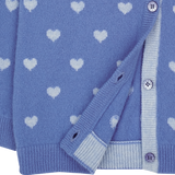 Baby Girl - Mila 100% Cashmere Heart Intarsia Cardigan With Internal Contrast