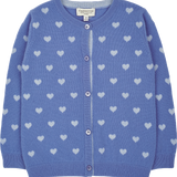 Baby Girl - Mila 100% Cashmere Heart Intarsia Cardigan With Internal Contrast