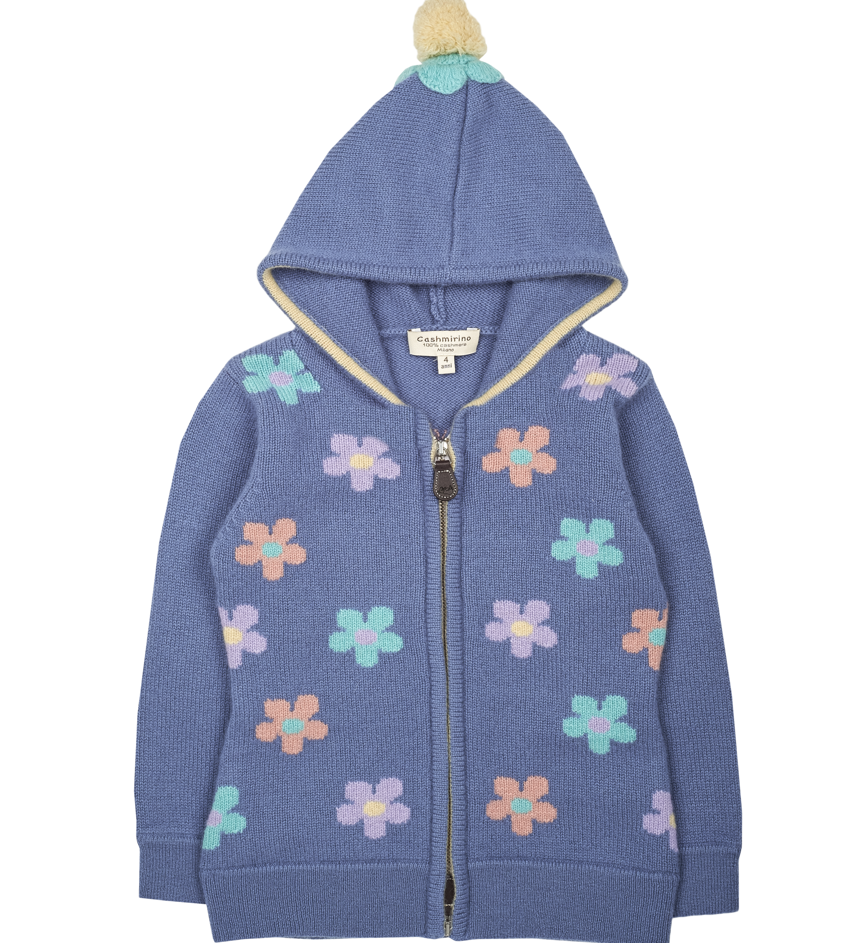 Girl - Aster 100% Cashmere Hoodie Cardigan With Floral Intarsia