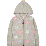 Girl - Aster 100% Cashmere Hoodie Cardigan With Floral Intarsia