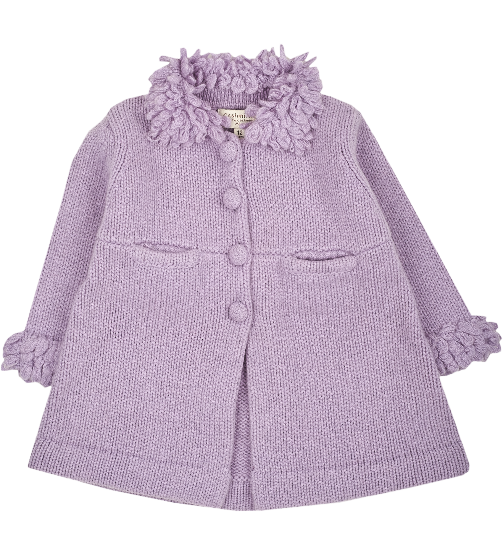 Baby Girl - Cashmere Swing Coat with Boucle Detailing