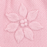 Girl - Cashmere Dress With Applique Flowers And Rice Seed Stitching