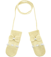 Baby Girl - 100% Cashmere Mittens With Contrasting In And Out Detail And Bow