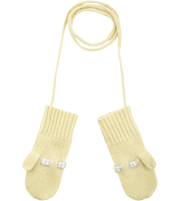 Baby Girl - 100% Cashmere Mittens With Contrasting In And Out Detail And Bow