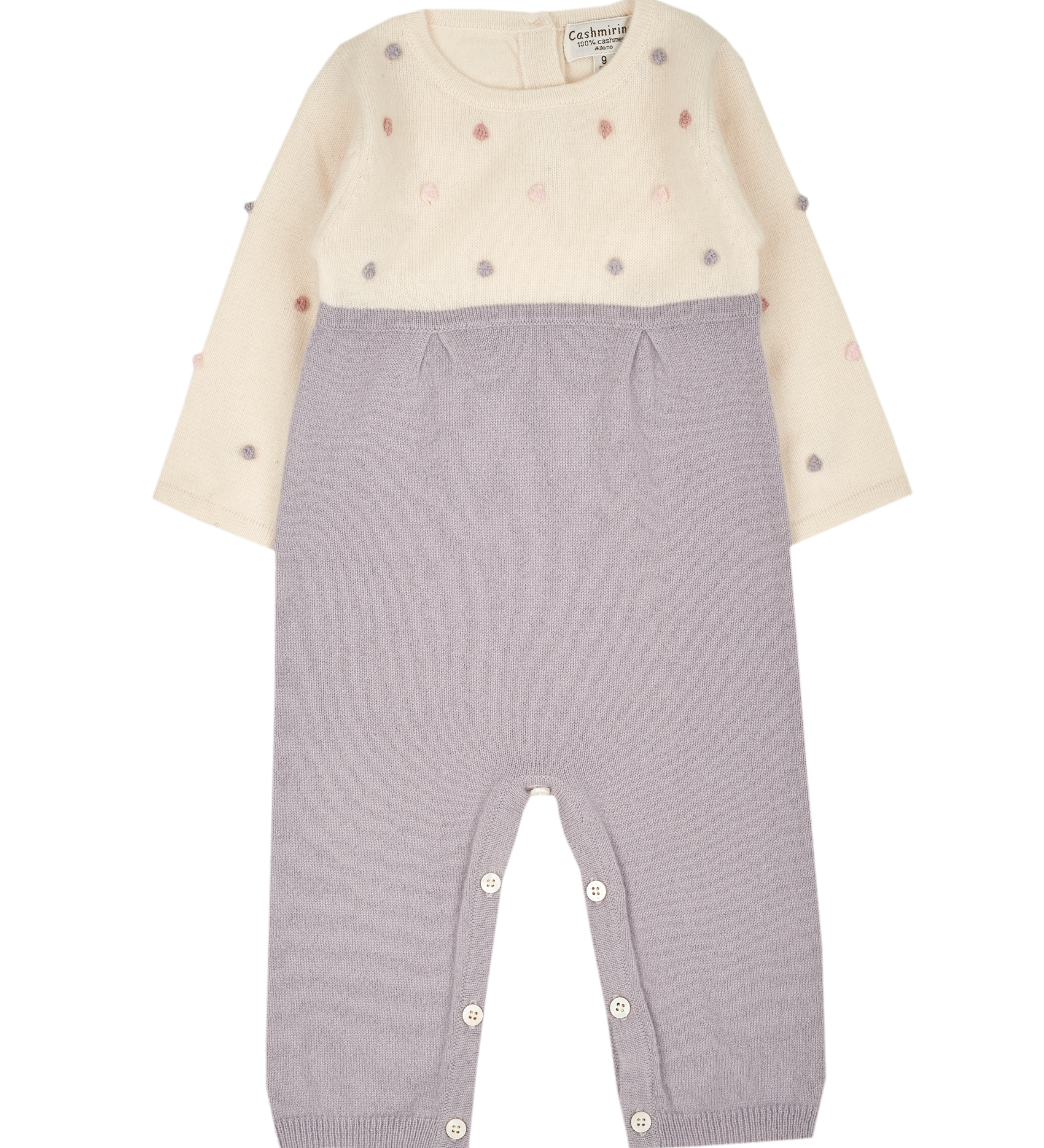 Baby Girl - 100% Cashmere Romper with dot detail