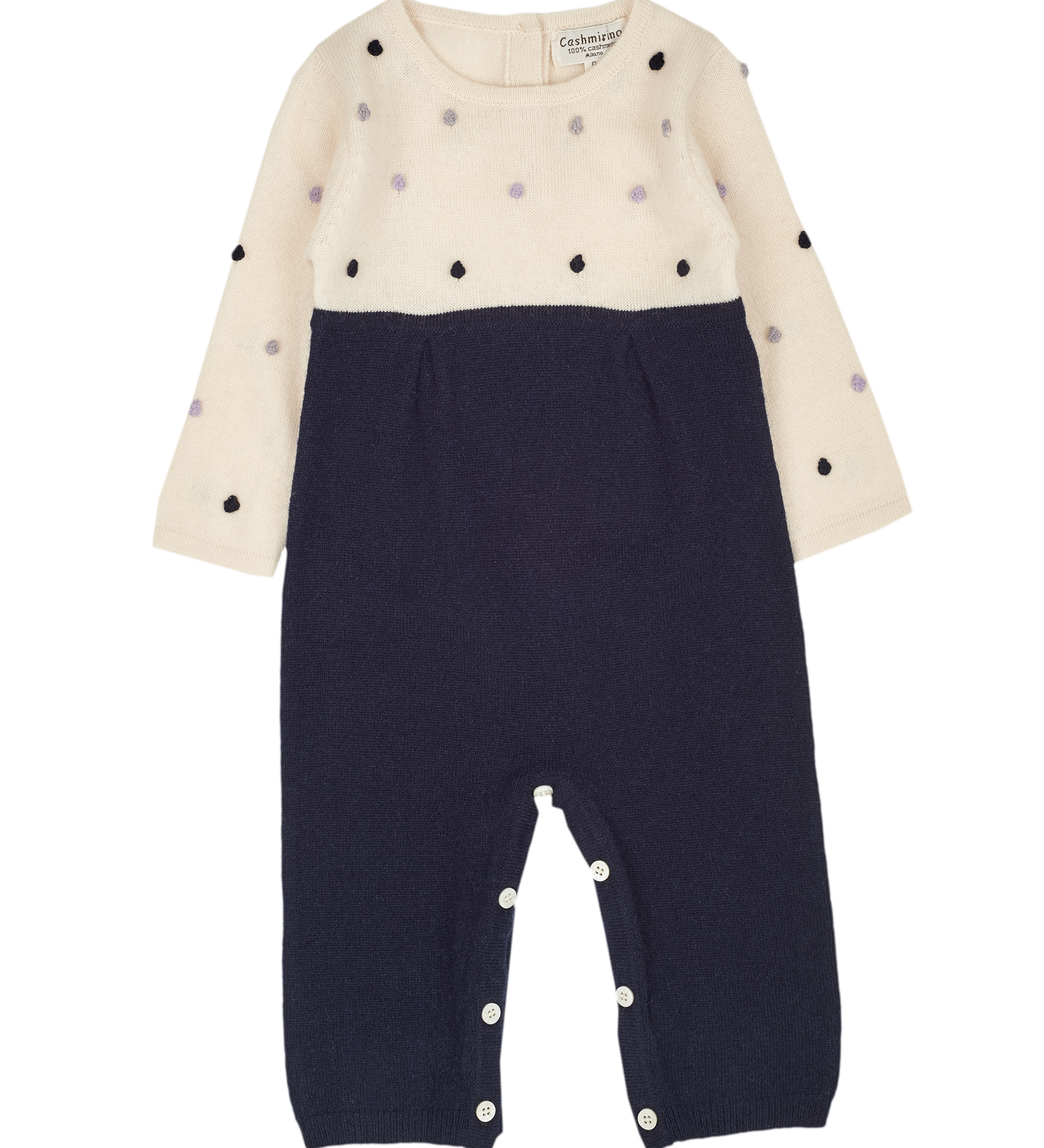 Baby Girl - 100% Cashmere Romper with dot detail