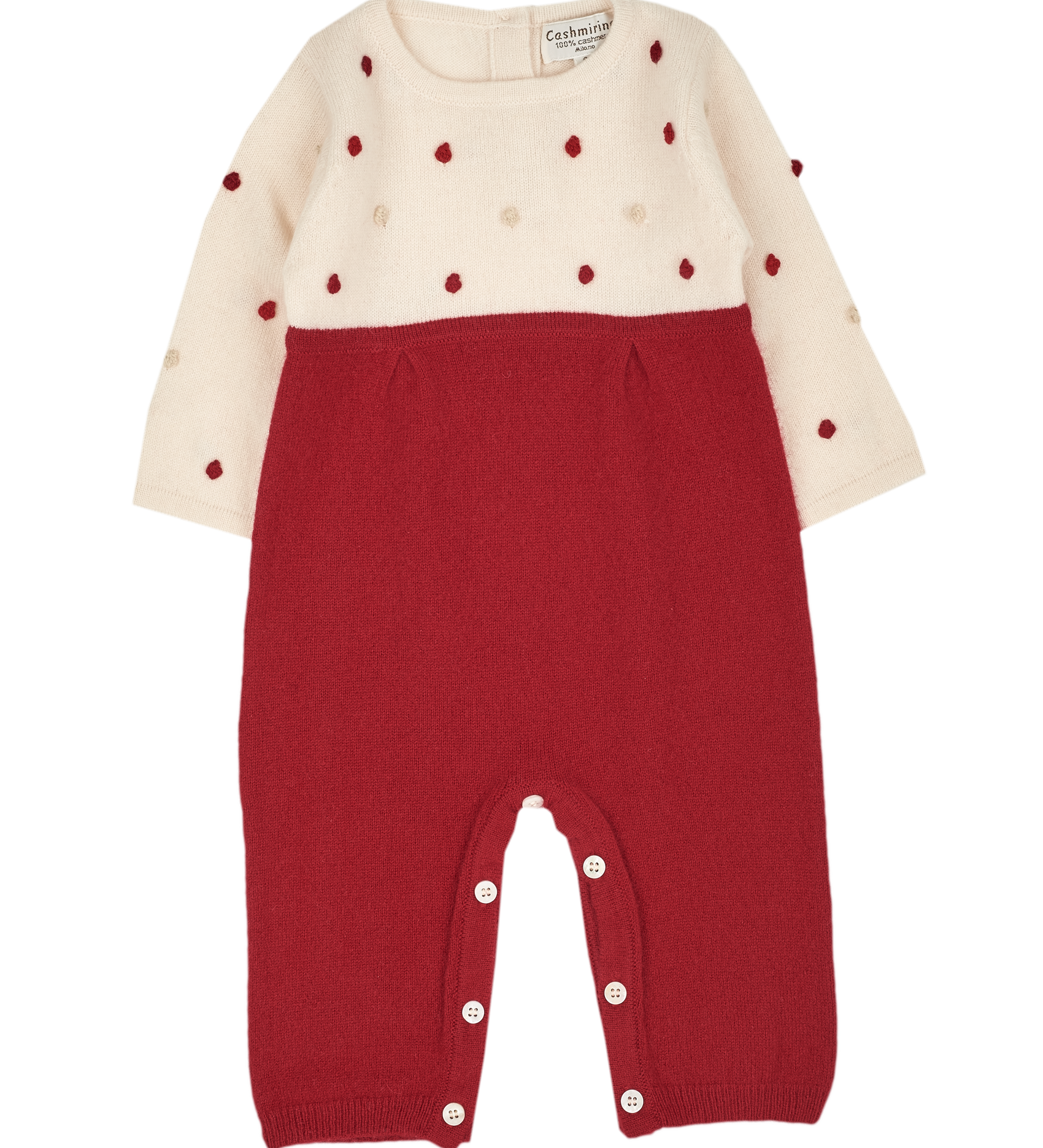 Baby Girl - 100% Cashmere Romper with dot detail