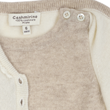 Baby Girl - 100% Cashmere Romper With Crochet Collar And Attached Cardigan