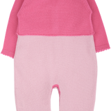 Baby Girl - 100% Cashmere Romper With Crochet Collar And Attached Cardigan