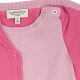 Baby Girl - 100% Cashmere Romper With Crochet Collar And Attached Cardigan