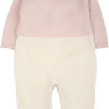 Baby Girl - 100% Cashmere Romper With Crochet Collar And Attached Cardigan