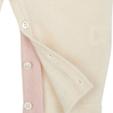 Baby Girl - 100% Cashmere Romper With Crochet Collar And Attached Cardigan