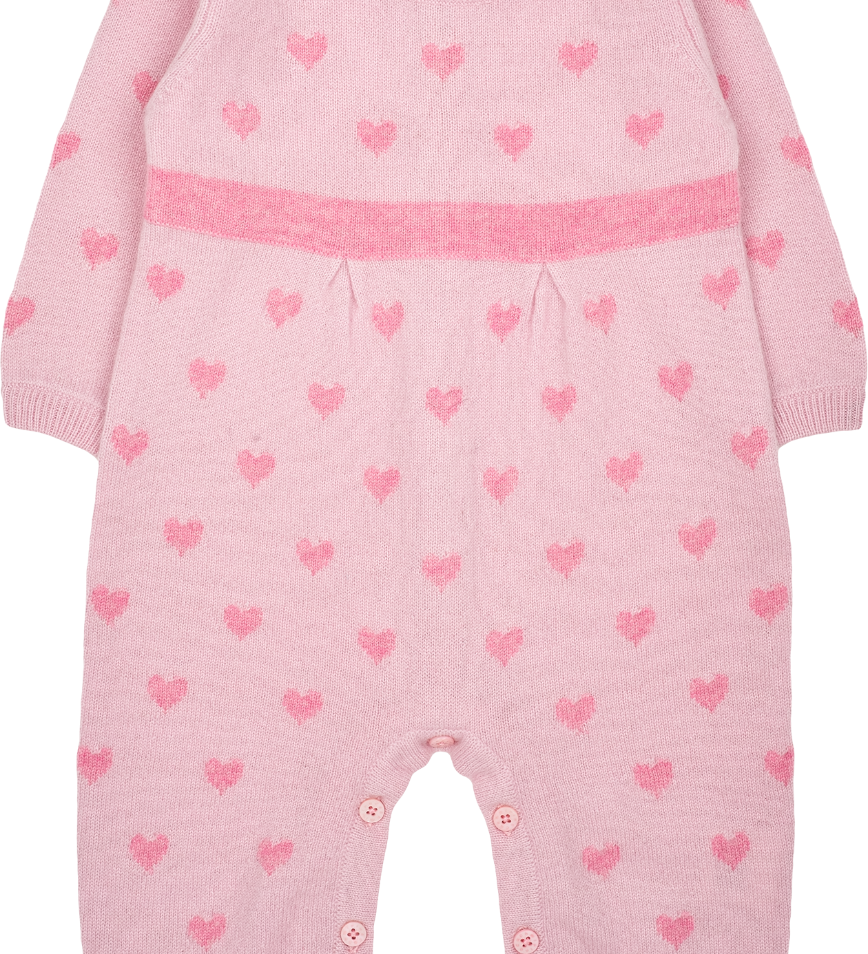 Baby Girl -  Mila 100% Cashmere Romper With Contrasting Intarsia Heart Detail