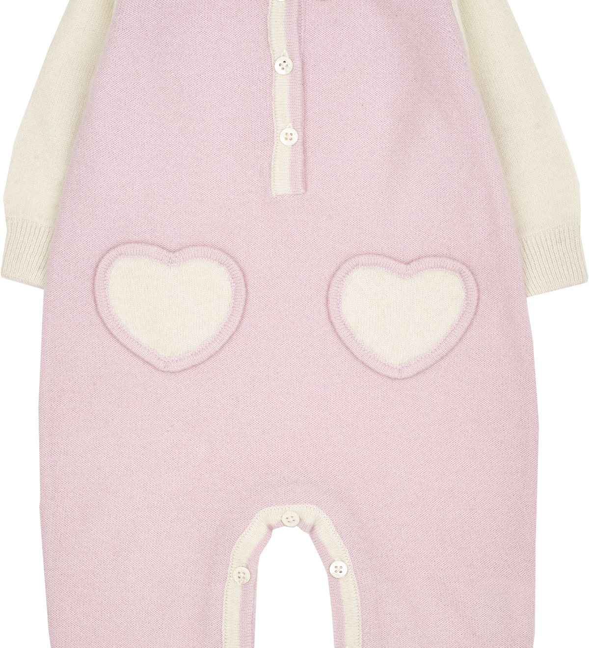 Baby Girl - Hailey 100% Cashmere Romper with Heart Ears & Heart Pockets