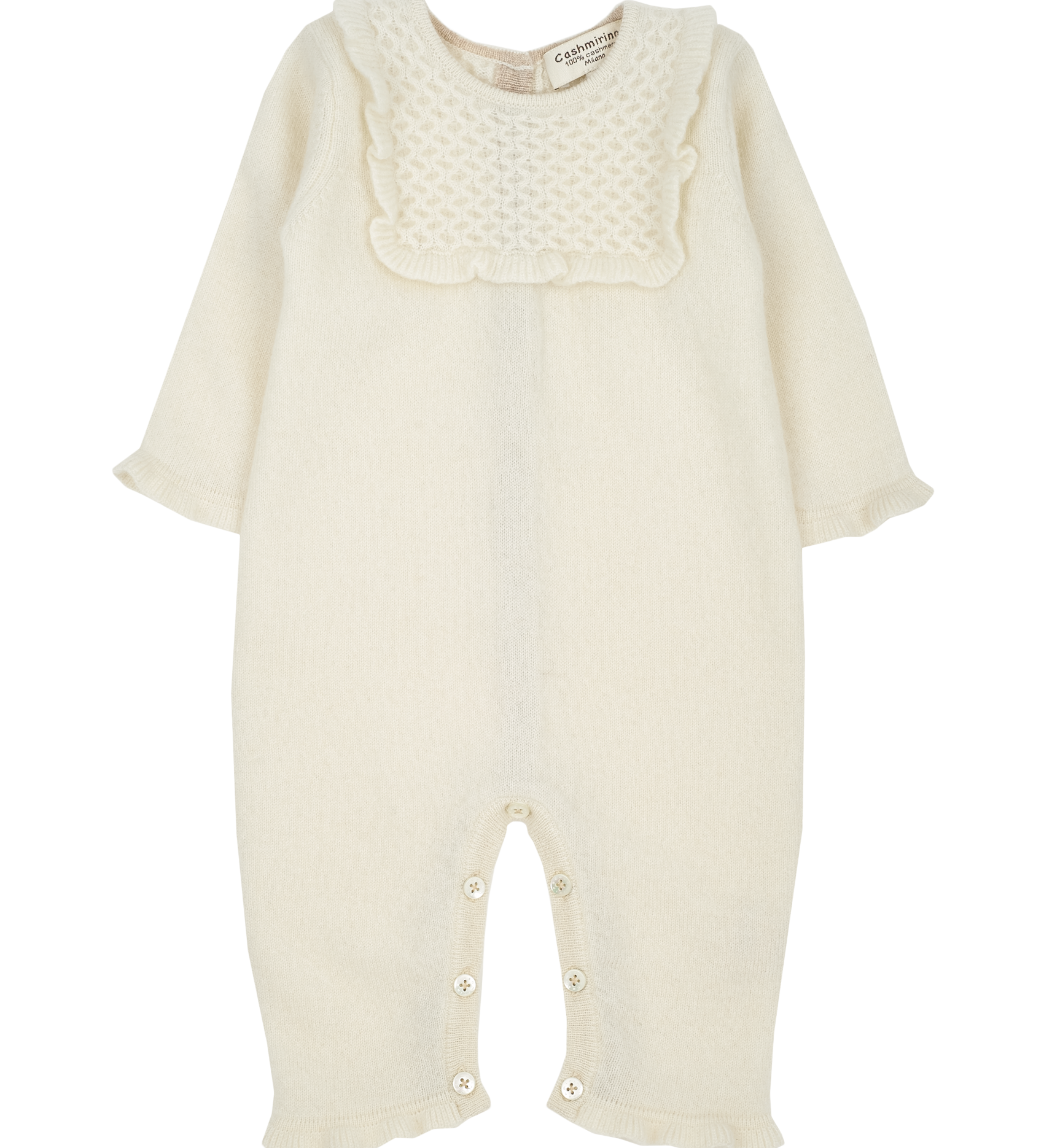 Baby Girl - 100% Cashmere Romper with Honeycomb Stitch