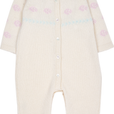 Baby Girl - 100% Cashmere Romper With Rose Intarsia Detail