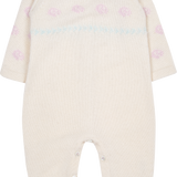 Baby Girl - 100% Cashmere Romper With Rose Intarsia Detail