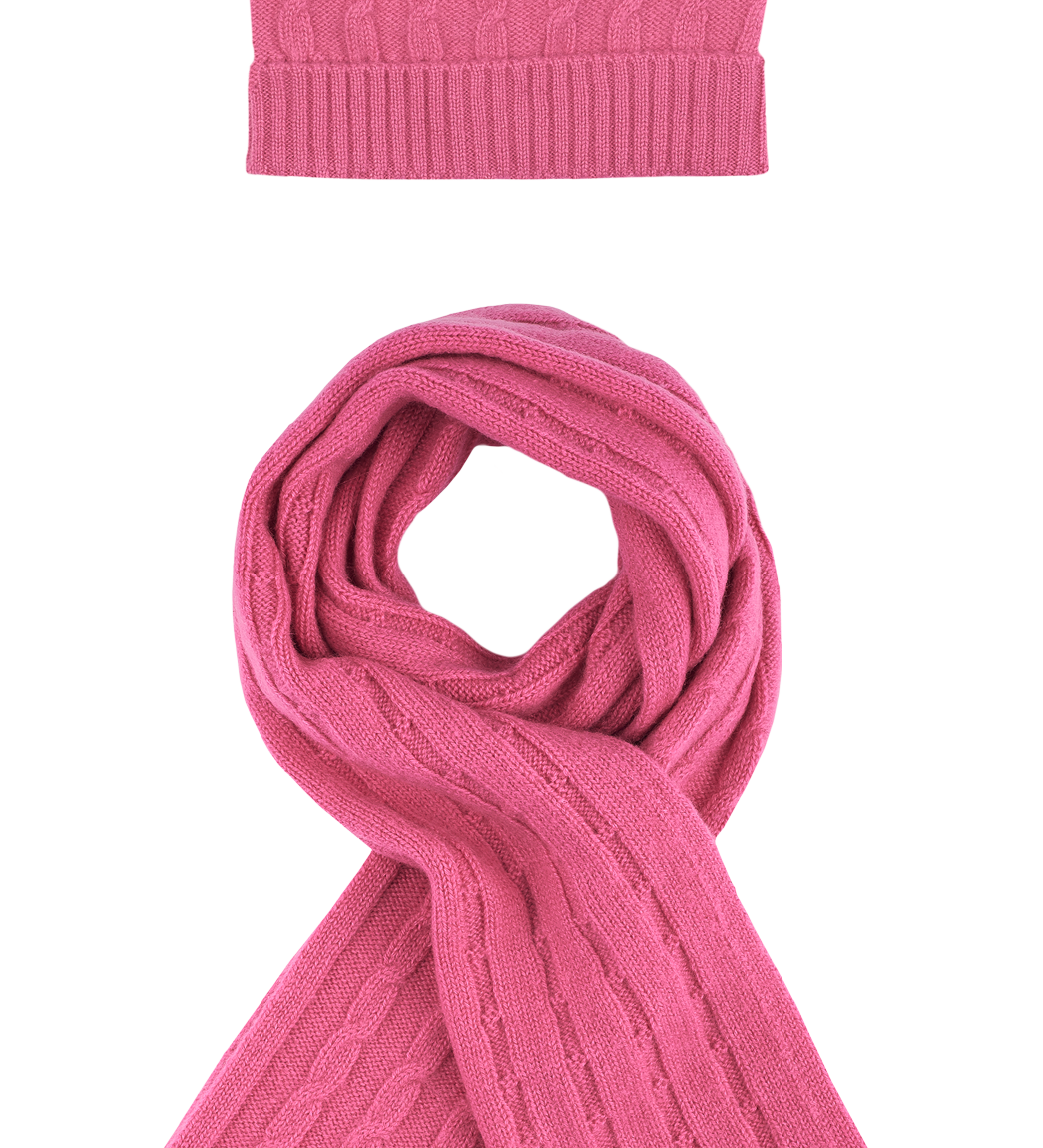 Girl - Peyton 100% Cashmere Cable Knit Hat And Scarf Set