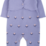 Baby Cashmere Romper With Matching V-Neck Cardigan Set