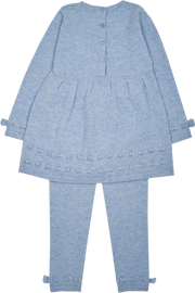 Girl - 100% Cashmere Baby Doll Top With Bow Detail And Leggings Set