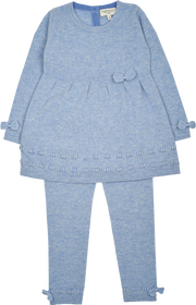 Girl - 100% Cashmere Baby Doll Top With Bow Detail And Leggings Set