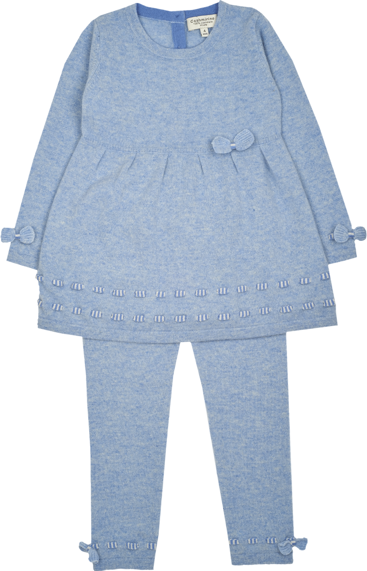 Girl - 100% Cashmere Baby Doll Top With Bow Detail And Leggings Set