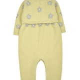 Baby Girl - 100% Cashmere Sleeveless Knit With Romper Floral Shrug Set