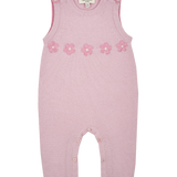 Baby Girl - 100% Cashmere Sleeveless Knit With Romper Floral Shrug Set