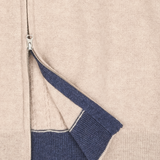 Men - Emanuele 100% Premium Cashmere High Neck Cardigan With Cable Knit Panels