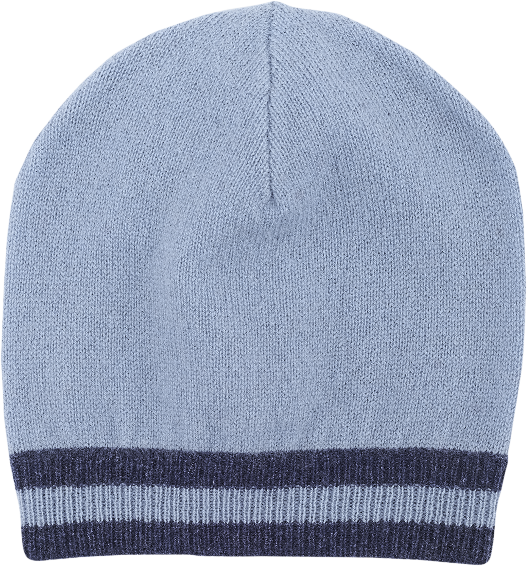Baby Boy - 100% Cashmere Hat With Contrasting Stripe Border