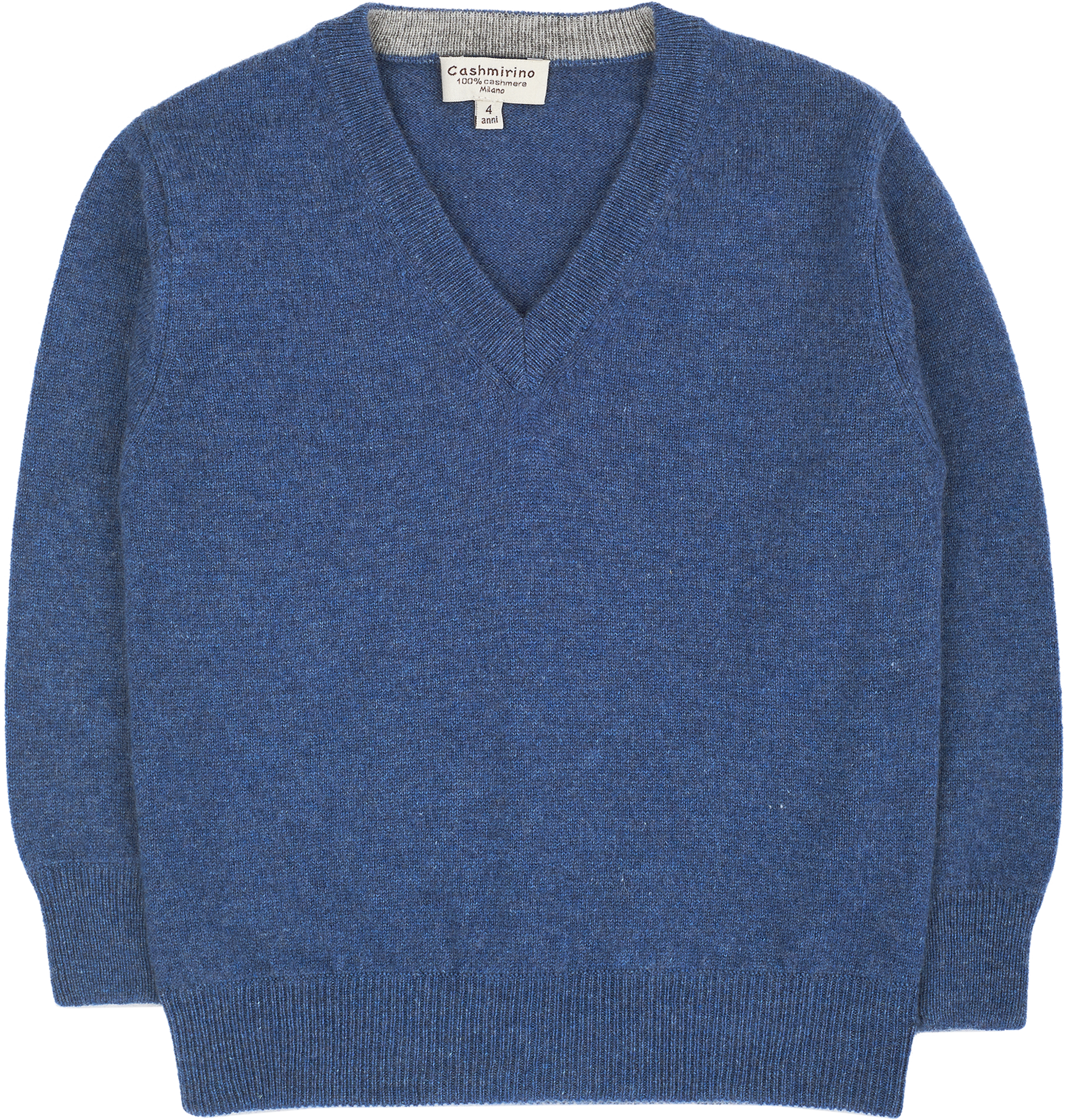 Teen Boy - Vittorio 100% Cashmere V-Neck Jumper With Elbow Patches