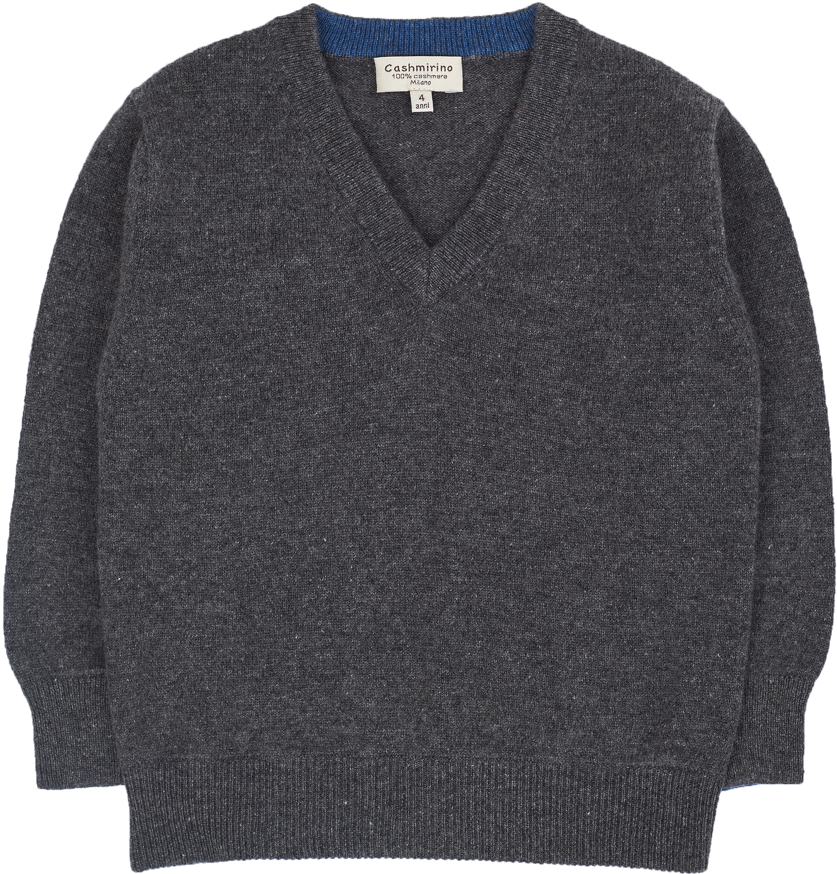 Teen Boy - Vittorio 100% Cashmere V-Neck Jumper With Elbow Patches