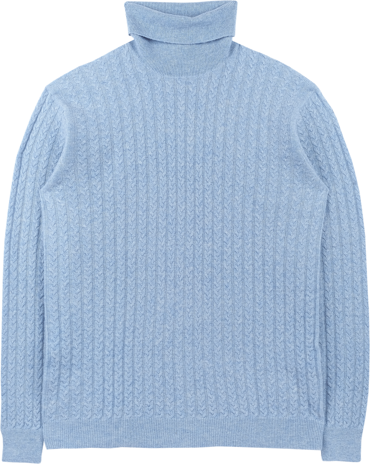Men - 100% Premium Cashmere Cable Knit Roll Neck Jumper