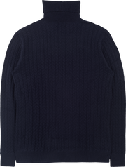 Men - 100% Premium Cashmere Cable Knit Roll Neck Jumper