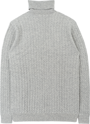 Men - 100% Premium Cashmere Cable Knit Roll Neck Jumper