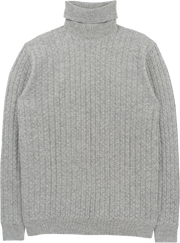 Men - 100% Premium Cashmere Cable Knit Roll Neck Jumper