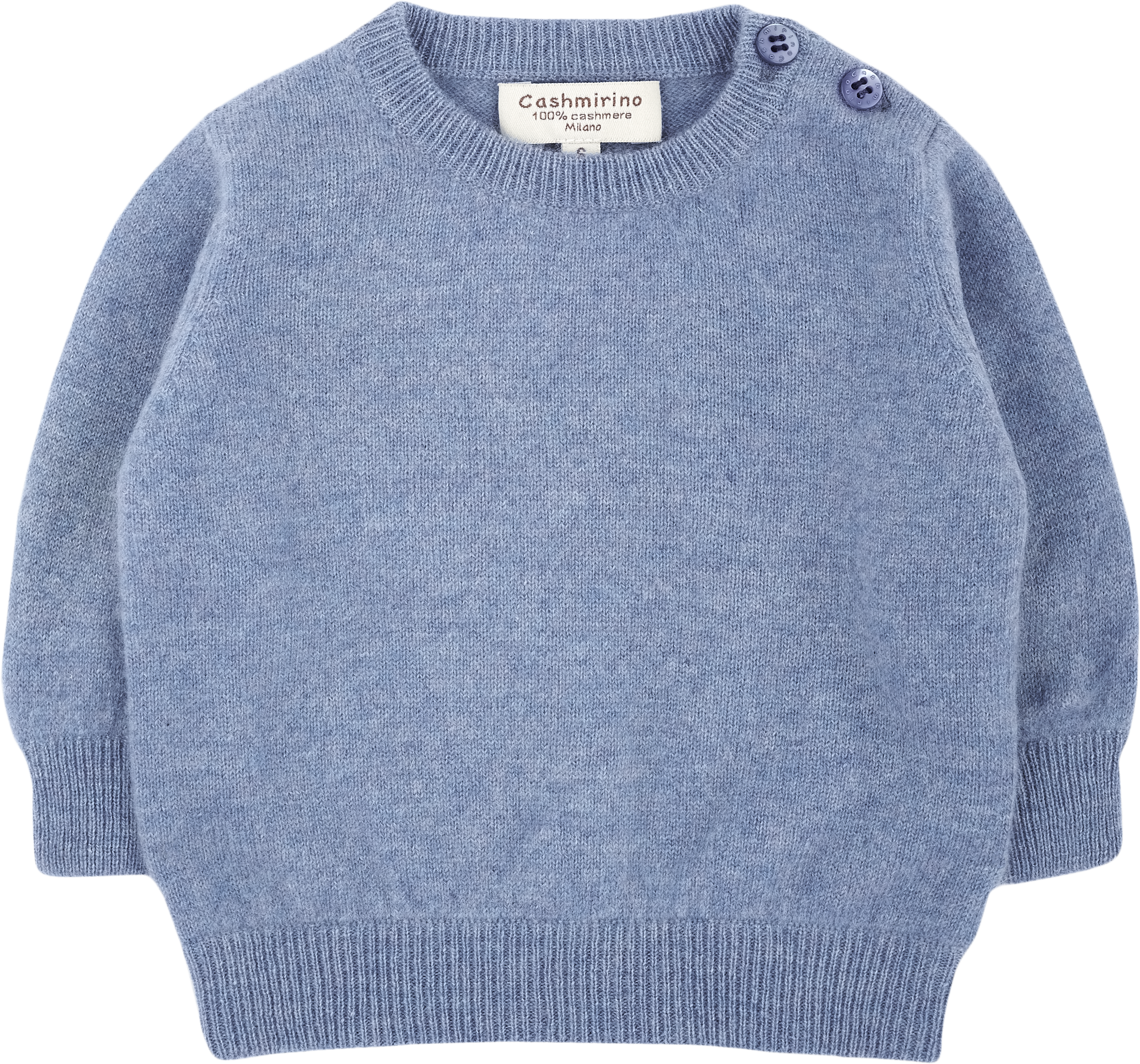 Baby Boy - Cashmere Round Neck Jumper With Elbow Patches