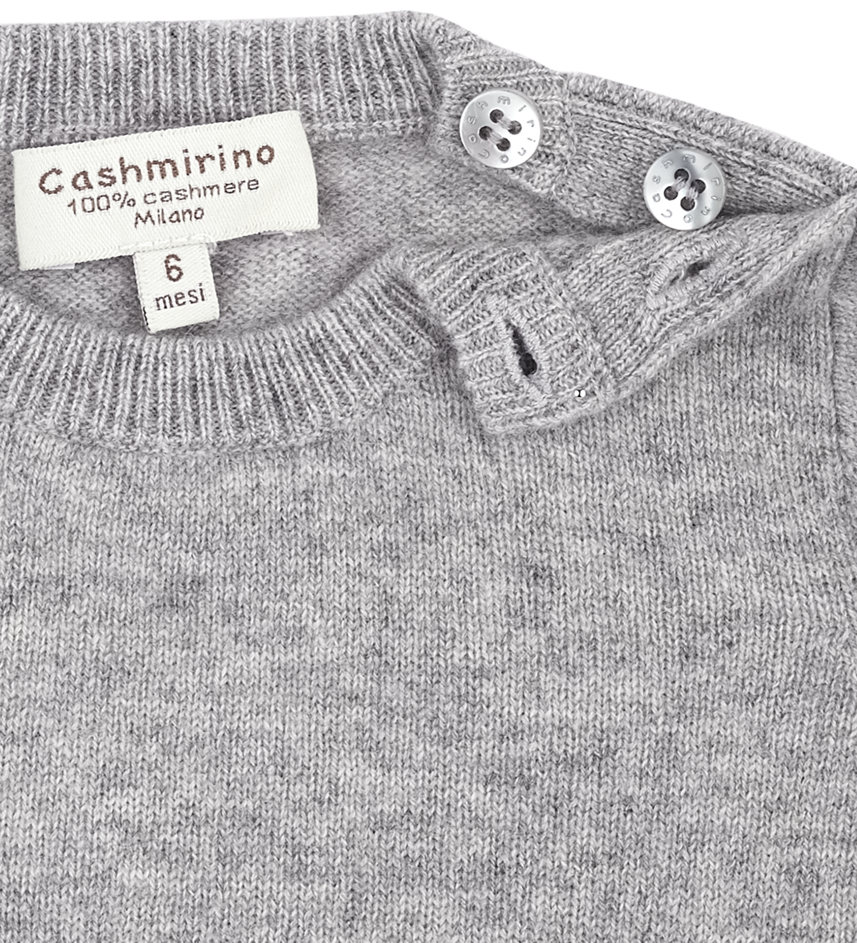 Baby Boy - Cashmere Round Neck Jumper With Elbow Patches