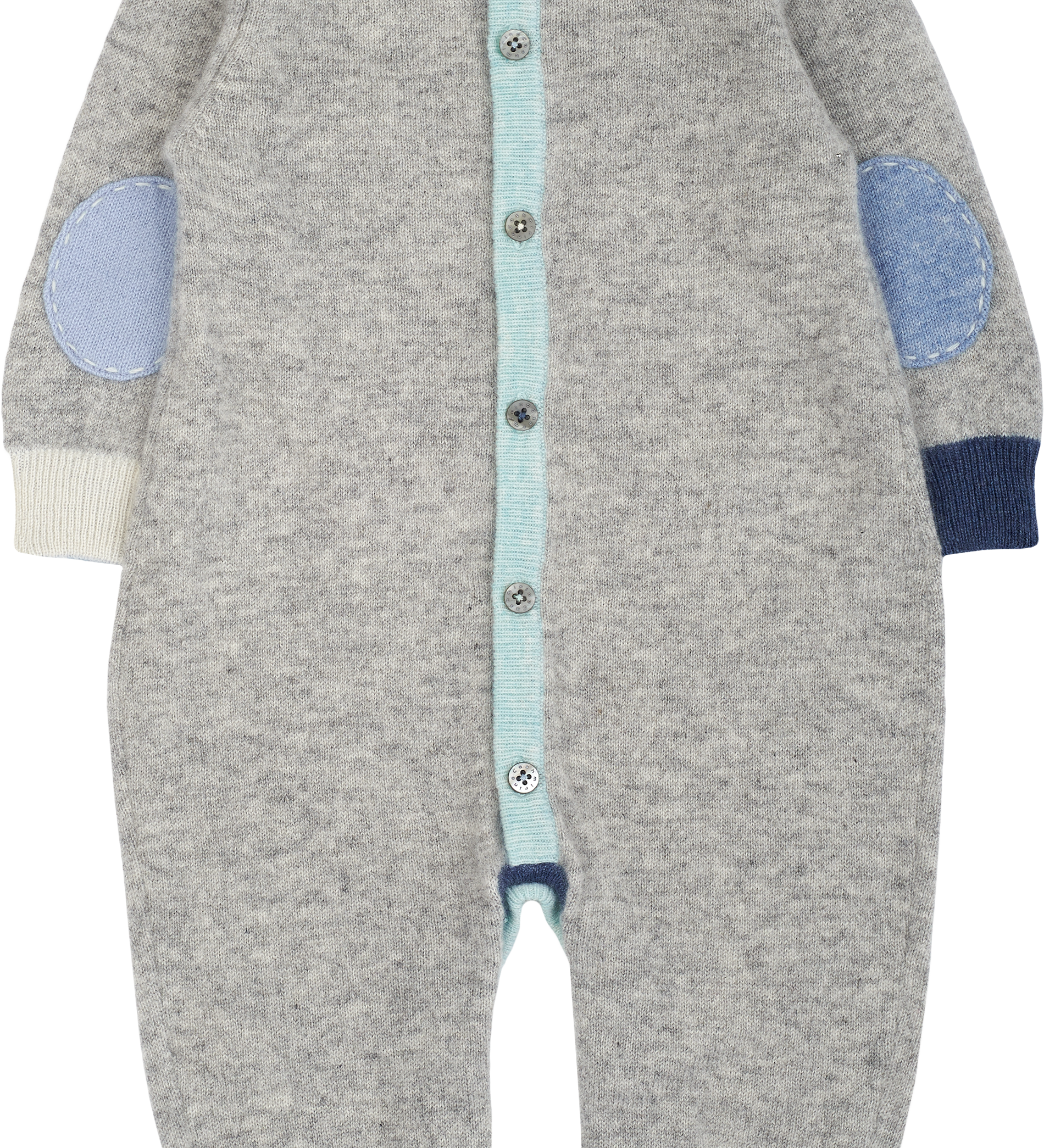 Baby Boy - Cashmere Romper With Multi-Coloured Borders