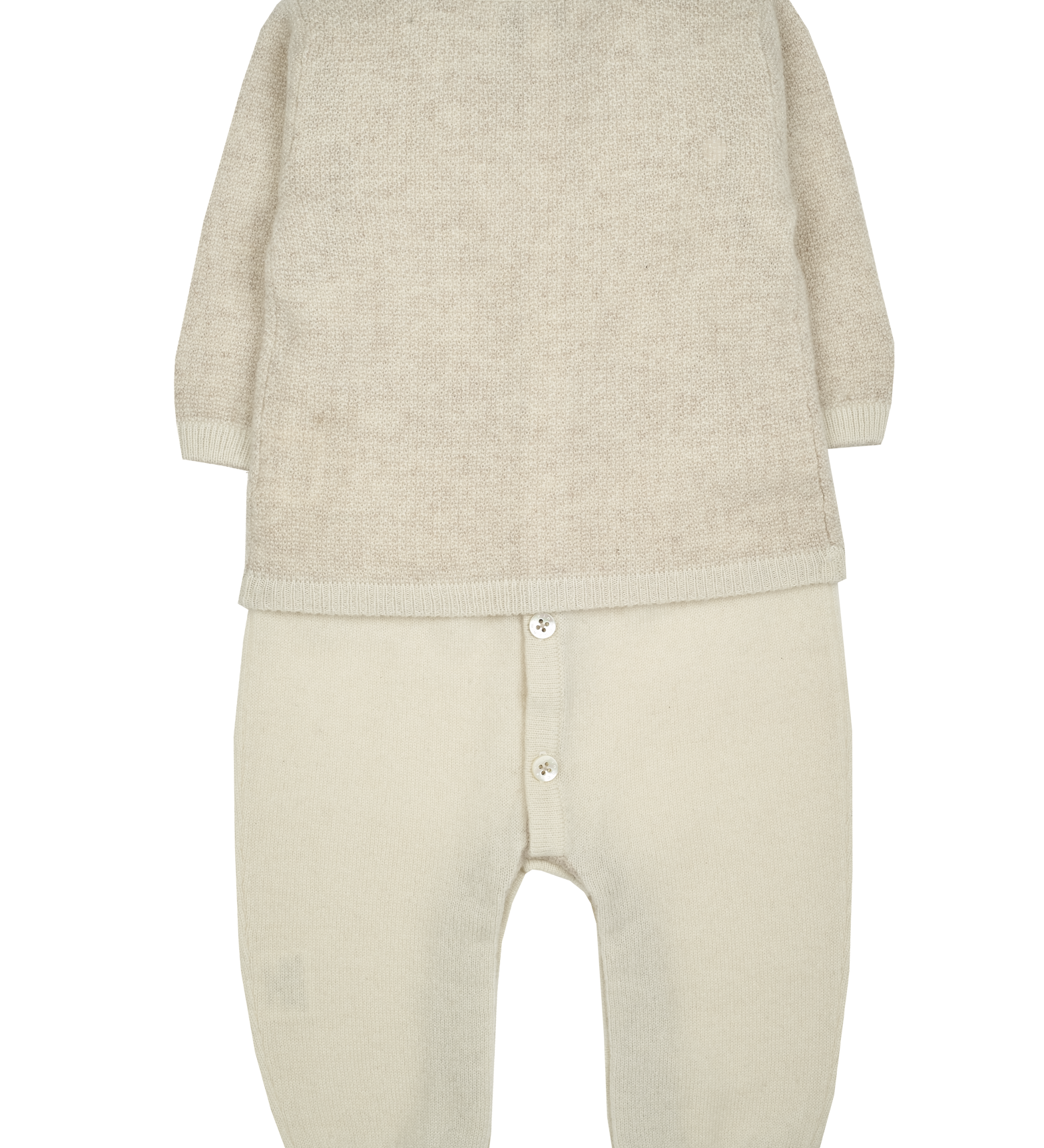 Baby Boy - 100% Cashmere Cardigan And Romper With Moss Tweed Stitch Detail Set