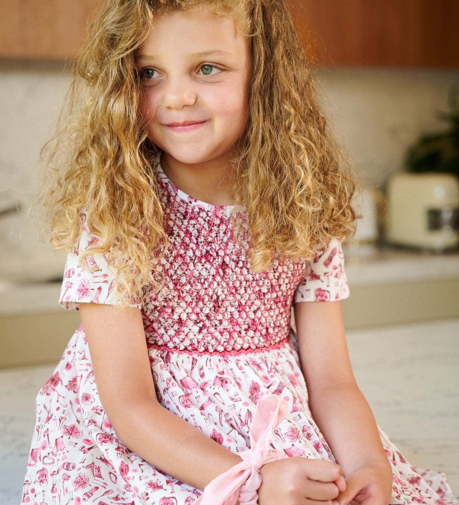 Girl - Maple 100% Cotton Knee Length Smocked Dress