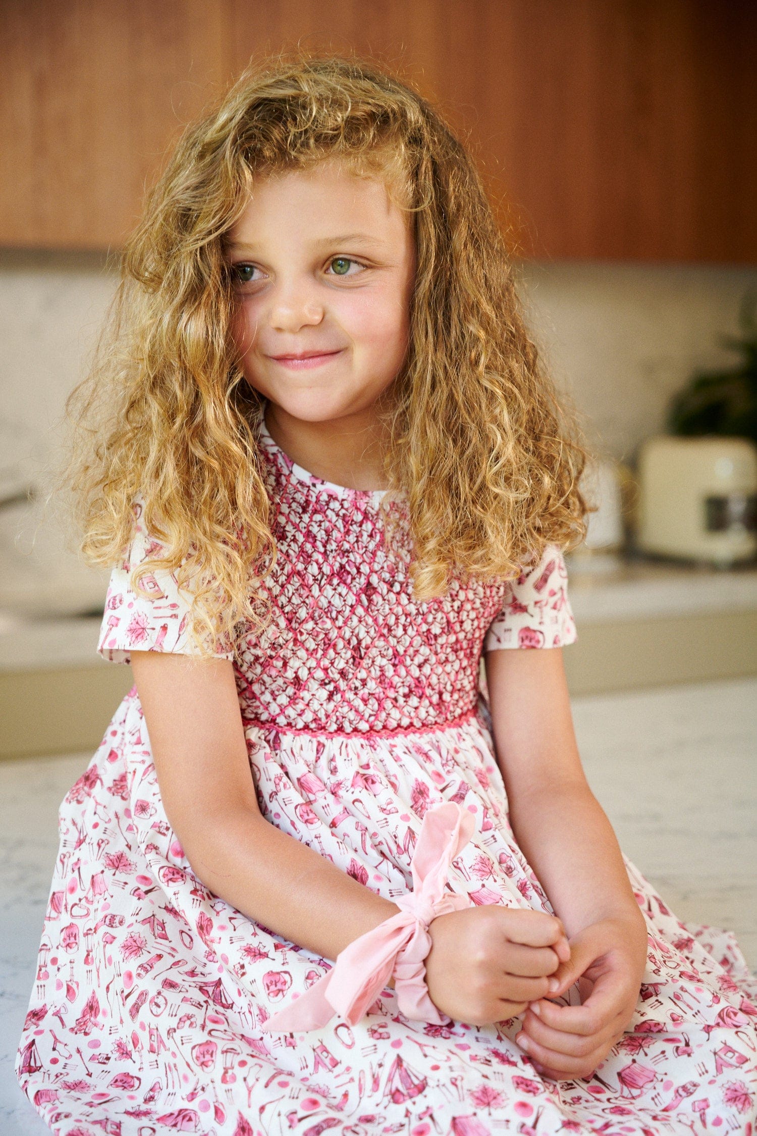 Girl - Maple 100% Cotton Knee Length Smocked Dress