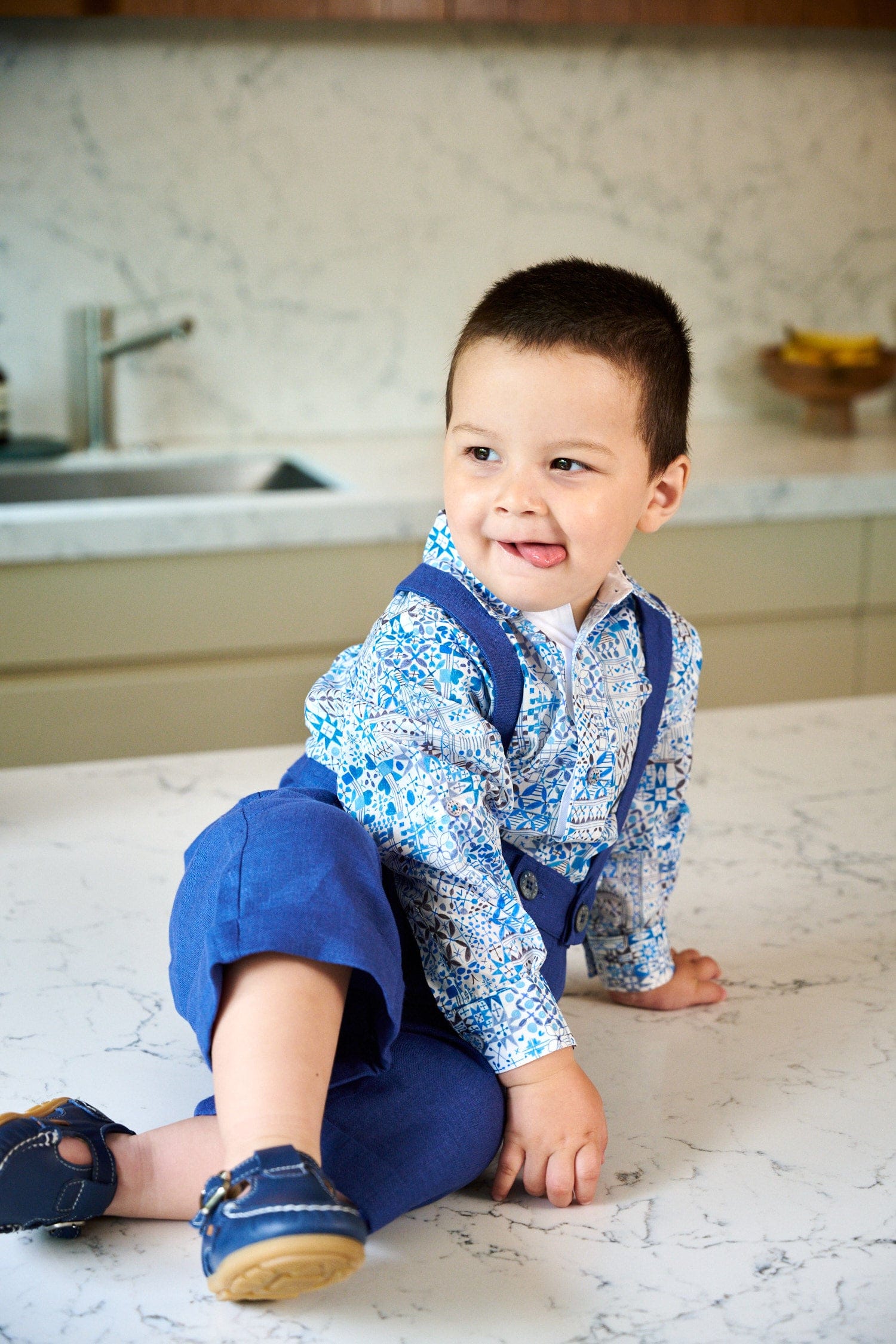 Baby Boy - Oliver 100% Cotton Classic Shirt with Geometrical Pattern