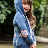 Girl - Aster 100% Cashmere Hoodie Cardigan With Floral Intarsia