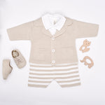 Baby Boy - Matthew Cotton V-neck Blazer And Striped Shorts With Elasticated Waist Set