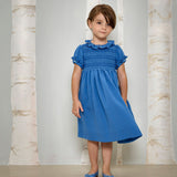 Girl - Stella Hand Embroidered 100% Wool Dress with Smocked Panel