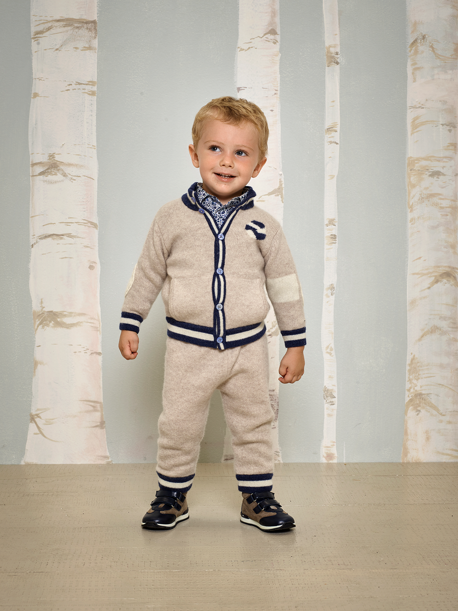 Baby Boy Lorenzo 100 Cashmere Cardigan Light Grey 12 Months