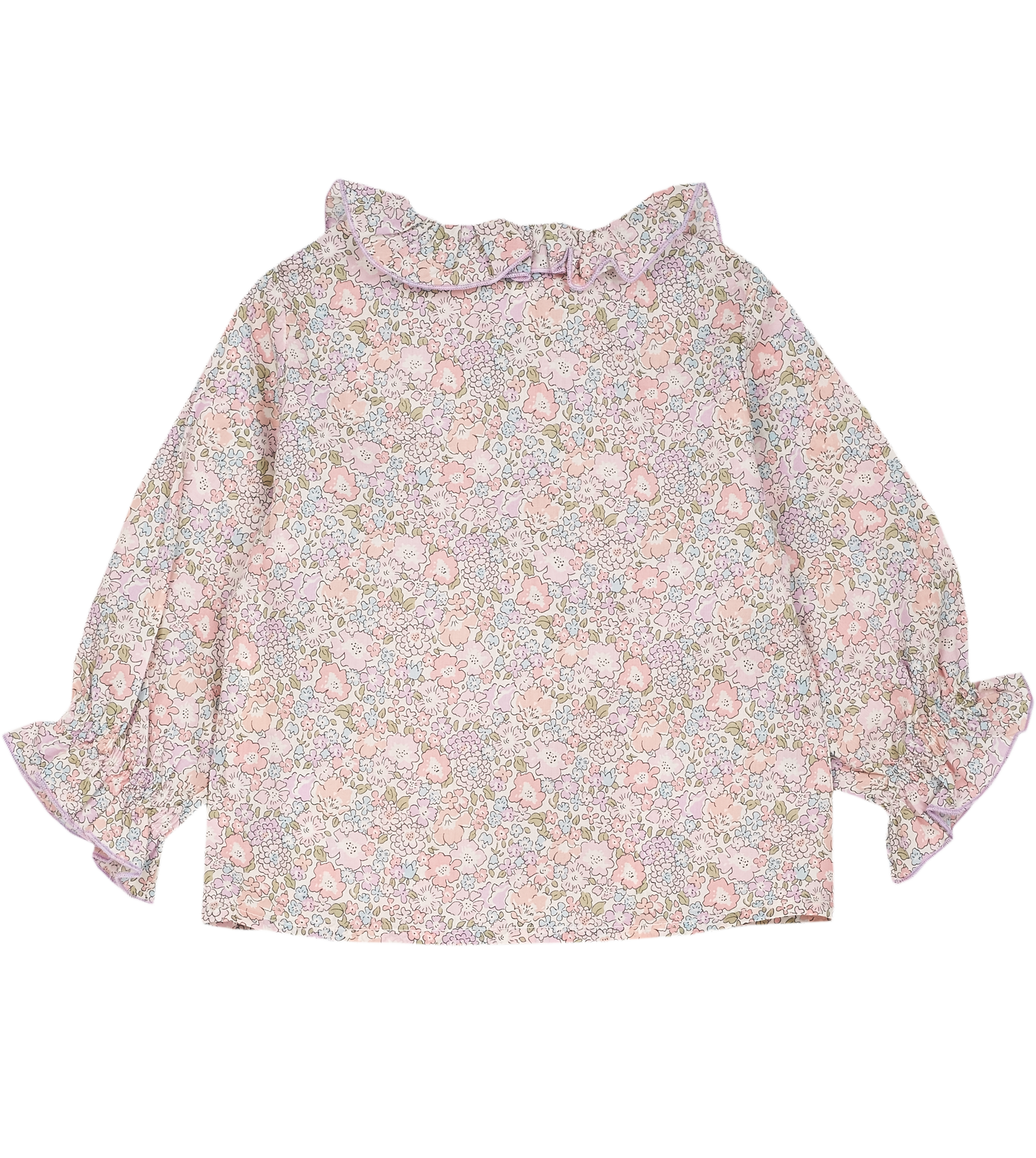 Baby Girl - Callie 100% Cotton Blouse with Pleats and Ruffle Collar