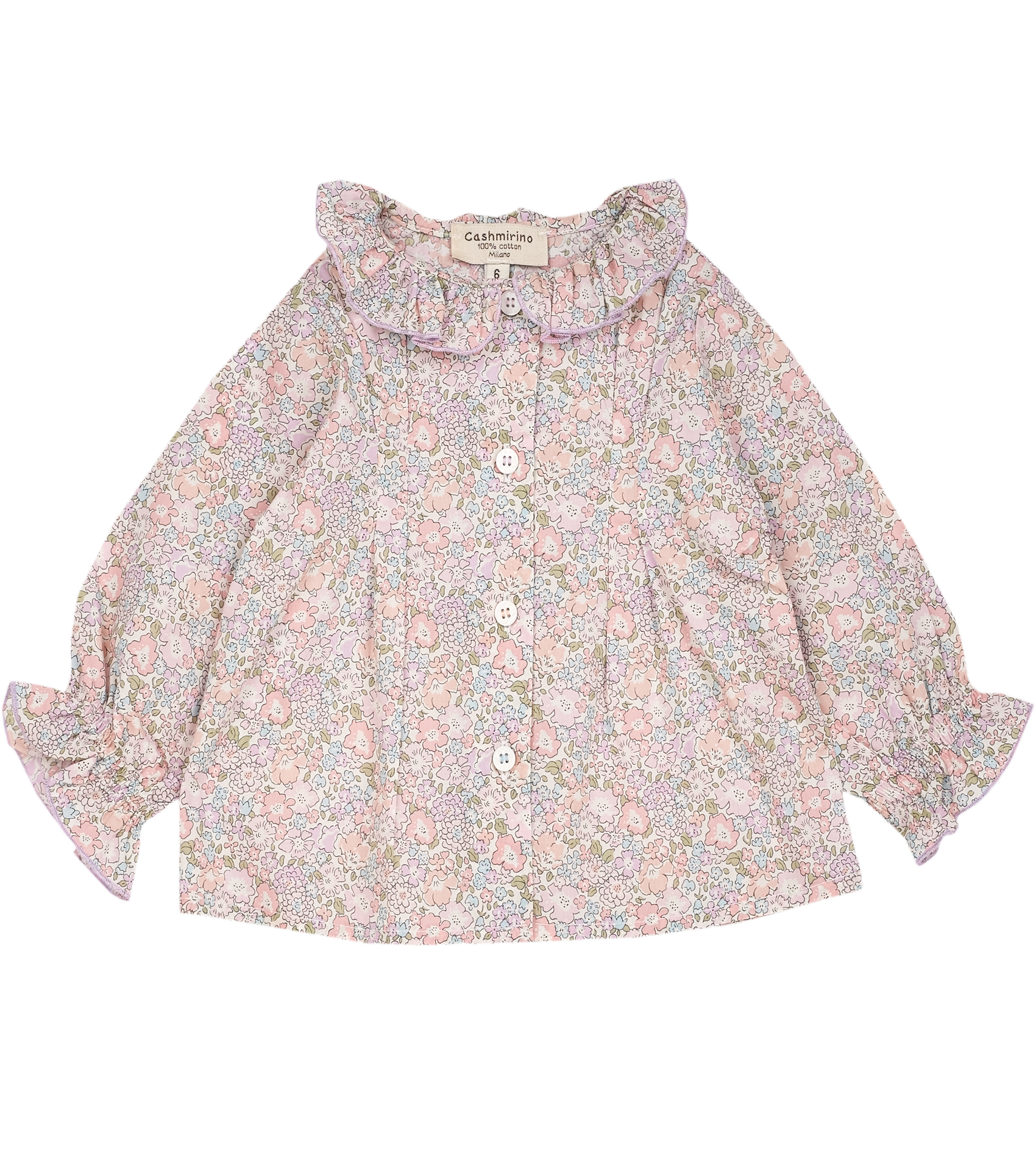 Baby Girl - Callie 100% Cotton Blouse with Pleats and Ruffle Collar