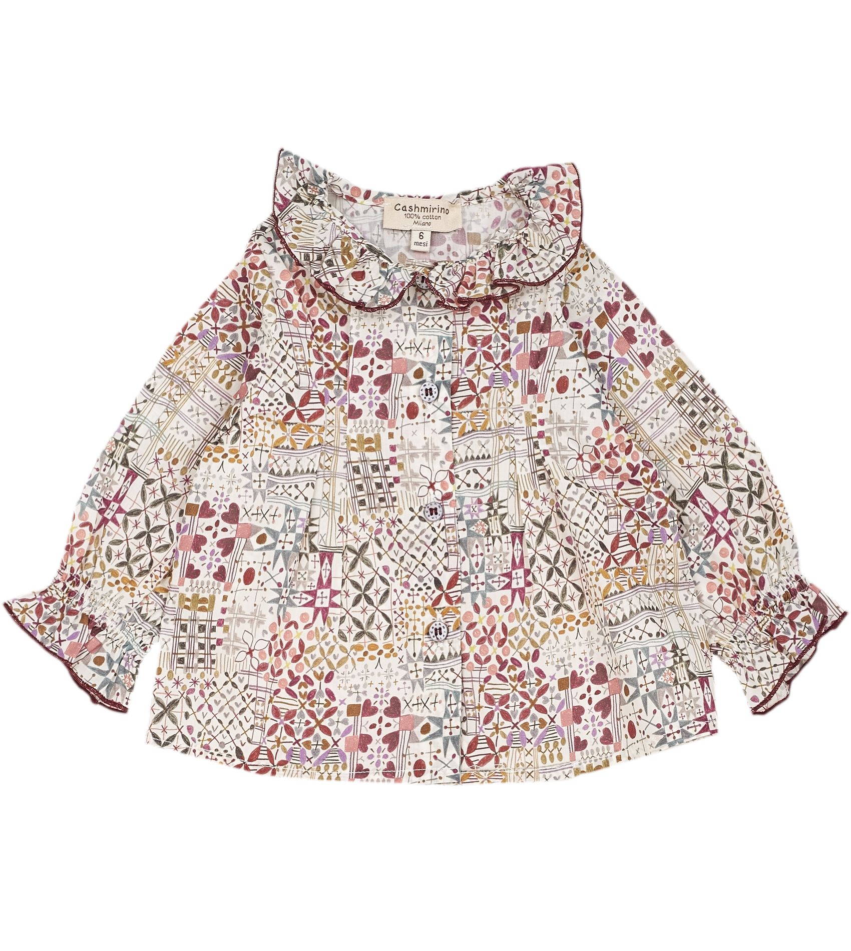 Baby Girl - Callie 100% Cotton Blouse with Pleats and Ruffle Collar
